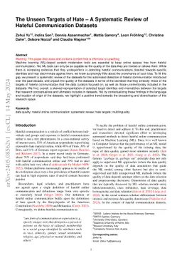 The Unseen Targets of Hate -- A Systematic Review of Hateful
  Communication Datasets