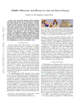 COAST: Constraints and Streams for Task and Motion Planning