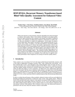 RMT-BVQA: Recurrent Memory Transformer-based Blind Video Quality
  Assessment for Enhanced Video Content