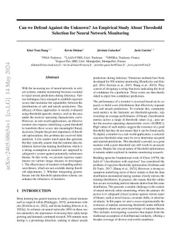 Can we Defend Against the Unknown? An Empirical Study About Threshold
  Selection for Neural Network Monitoring
