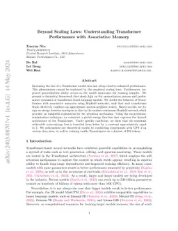 Beyond Scaling Laws: Understanding Transformer Performance with
  Associative Memory