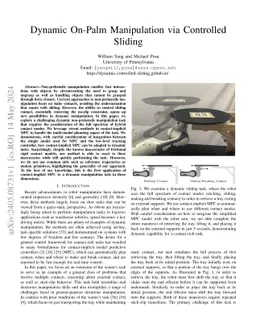 Dynamic On-Palm Manipulation via Controlled Sliding