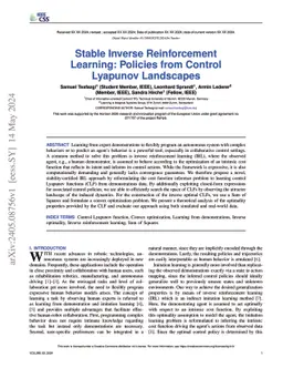 Stable Inverse Reinforcement Learning: Policies from Control Lyapunov
  Landscapes