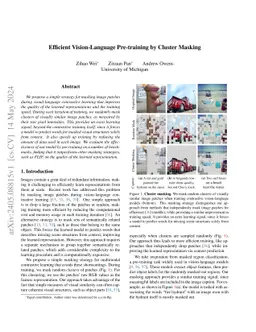 Efficient Vision-Language Pre-training by Cluster Masking