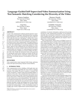 Language-Guided Self-Supervised Video Summarization Using Text Semantic
  Matching Considering the Diversity of the Video