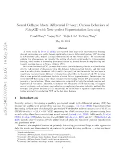 Neural Collapse Meets Differential Privacy: Curious Behaviors of NoisyGD
  with Near-perfect Representation Learning