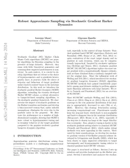 Robust Approximate Sampling via Stochastic Gradient Barker Dynamics