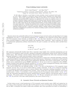 Cons-training Tensor Networks: Embedding and Optimization Over Discrete Linear Constraints