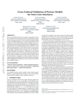 Cross-Cultural Validation of Partner Models for Voice User Interfaces