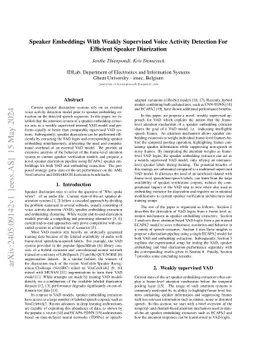 Speaker Embeddings With Weakly Supervised Voice Activity Detection For
  Efficient Speaker Diarization