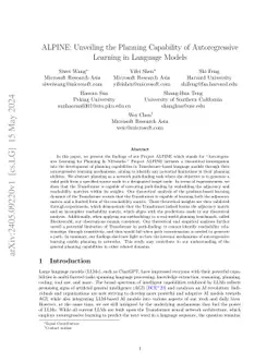 ALPINE: Unveiling the Planning Capability of Autoregressive Learning in
  Language Models