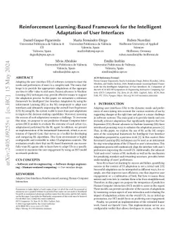 Reinforcement Learning-Based Framework for the Intelligent Adaptation of
  User Interfaces