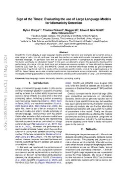 Sign of the Times: Evaluating the use of Large Language Models for
  Idiomaticity Detection