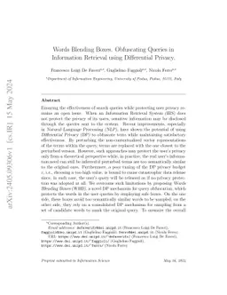 Words Blending Boxes. Obfuscating Queries in Information Retrieval using
  Differential Privacy