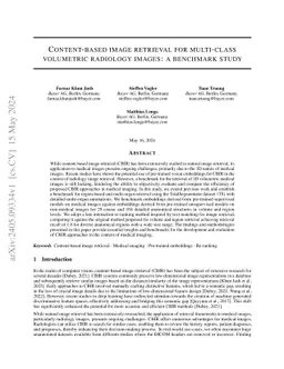 Content-Based Image Retrieval for Multi-Class Volumetric Radiology
  Images: A Benchmark Study