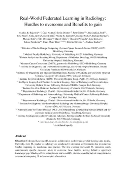 Real-World Federated Learning in Radiology: Hurdles to overcome and
  Benefits to gain