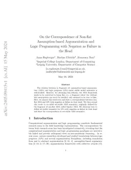 On the Correspondence of Non-flat Assumption-based Argumentation and
  Logic Programming with Negation as Failure in the Head