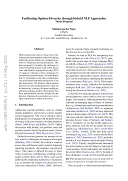 Facilitating Opinion Diversity through Hybrid NLP Approaches