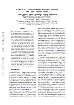 Tell Me Why: Explainable Public Health Fact-Checking with Large Language
  Models