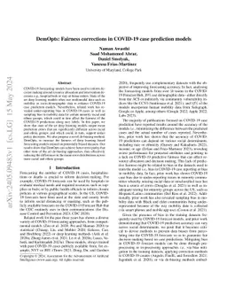 DemOpts: Fairness corrections in COVID-19 case prediction models