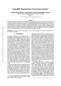 QueryNER: Segmentation of E-commerce Queries