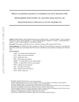 Deep-learning-based clustering of OCT images for biomarker discovery in
  age-related macular degeneration (Pinnacle study report 4)