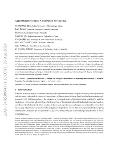 Algorithmic Fairness: A Tolerance Perspective