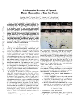 Self-Supervised Learning of Dynamic Planar Manipulation of Free-End
  Cables