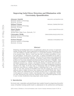 Improving Label Error Detection and Elimination with Uncertainty
  Quantification