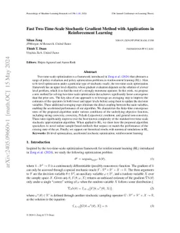 Fast Two-Time-Scale Stochastic Gradient Method with Applications in Reinforcement Learning