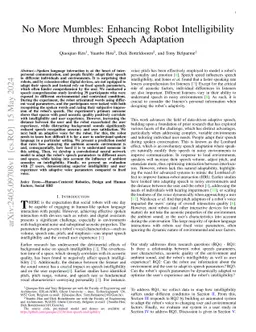 No More Mumbles: Enhancing Robot Intelligibility through Speech
  Adaptation