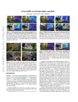 From NeRFs to Gaussian Splats, and Back