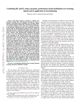 Combining RL and IL using a dynamic, performance-based modulation over
  learning signals and its application to local planning