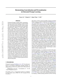Harmonizing Generalization and Personalization in Federated Prompt
  Learning