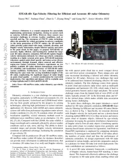 EFEAR-4D: Ego-Velocity Filtering for Efficient and Accurate 4D radar Odometry