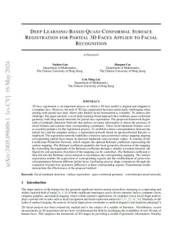 Deep Learning-Based Quasi-Conformal Surface Registration for Partial 3D
  Faces Applied to Facial Recognition