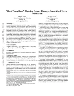 "Hunt Takes Hare": Theming Games Through Game-Word Vector Translation