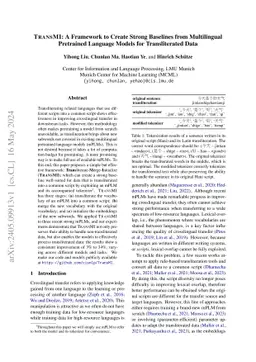 TransMI: A Framework to Create Strong Baselines from Multilingual
  Pretrained Language Models for Transliterated Data