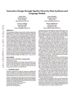 Generative Design through Quality-Diversity Data Synthesis and Language
  Models