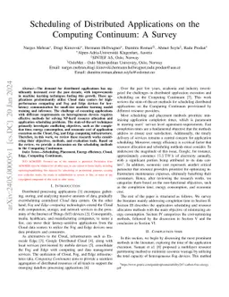 Scheduling of Distributed Applications on the Computing Continuum: A
  Survey