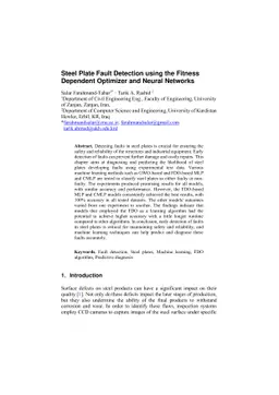 Steel Plate Fault Detection using the Fitness Dependent Optimizer and
  Neural Networks
