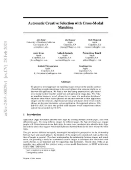 Automatic Creative Selection with Cross-Modal Matching