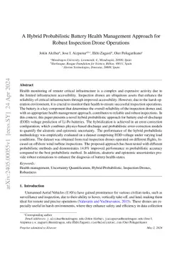 A Hybrid Probabilistic Battery Health Management Approach for Robust
  Inspection Drone Operations