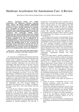 Hardware Accelerators for Autonomous Cars: A Review