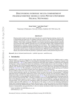 Discovering intrinsic multi-compartment pharmacometric models using
  Physics Informed Neural Networks