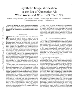 Synthetic Image Verification in the Era of Generative AI: What Works and
  What Isn't There Yet