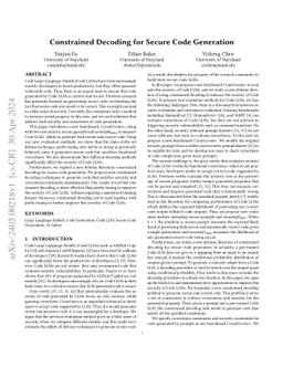 Constrained Decoding for Secure Code Generation