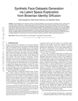 Synthetic Face Datasets Generation via Latent Space Exploration from Brownian Identity Diffusion