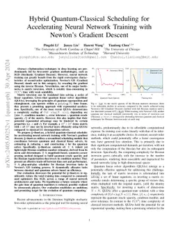Q-Newton: Hybrid Quantum-Classical Scheduling for Accelerating Neural Network Training with Newton's Gradient Descent
