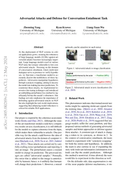 Adversarial Attacks and Defense for Conversation Entailment Task